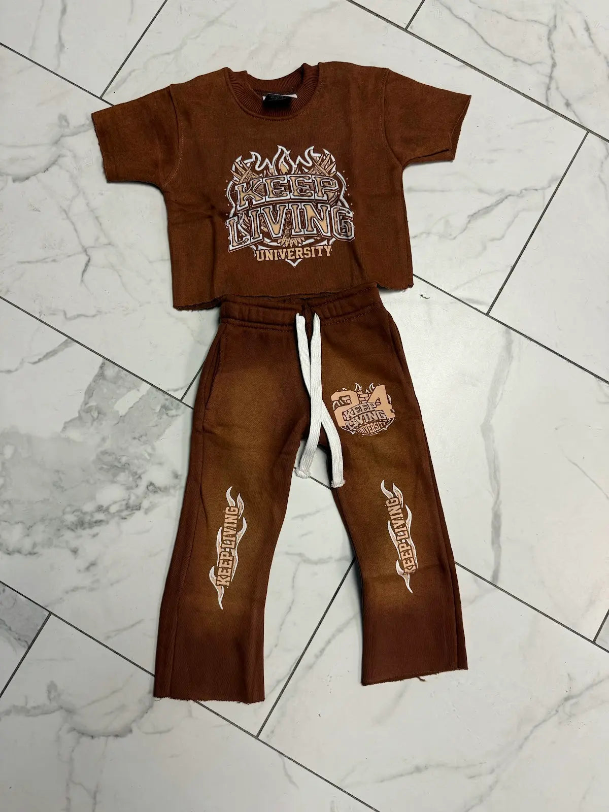 Kids KL University Pants Sets (Brown/Peanut Butter)