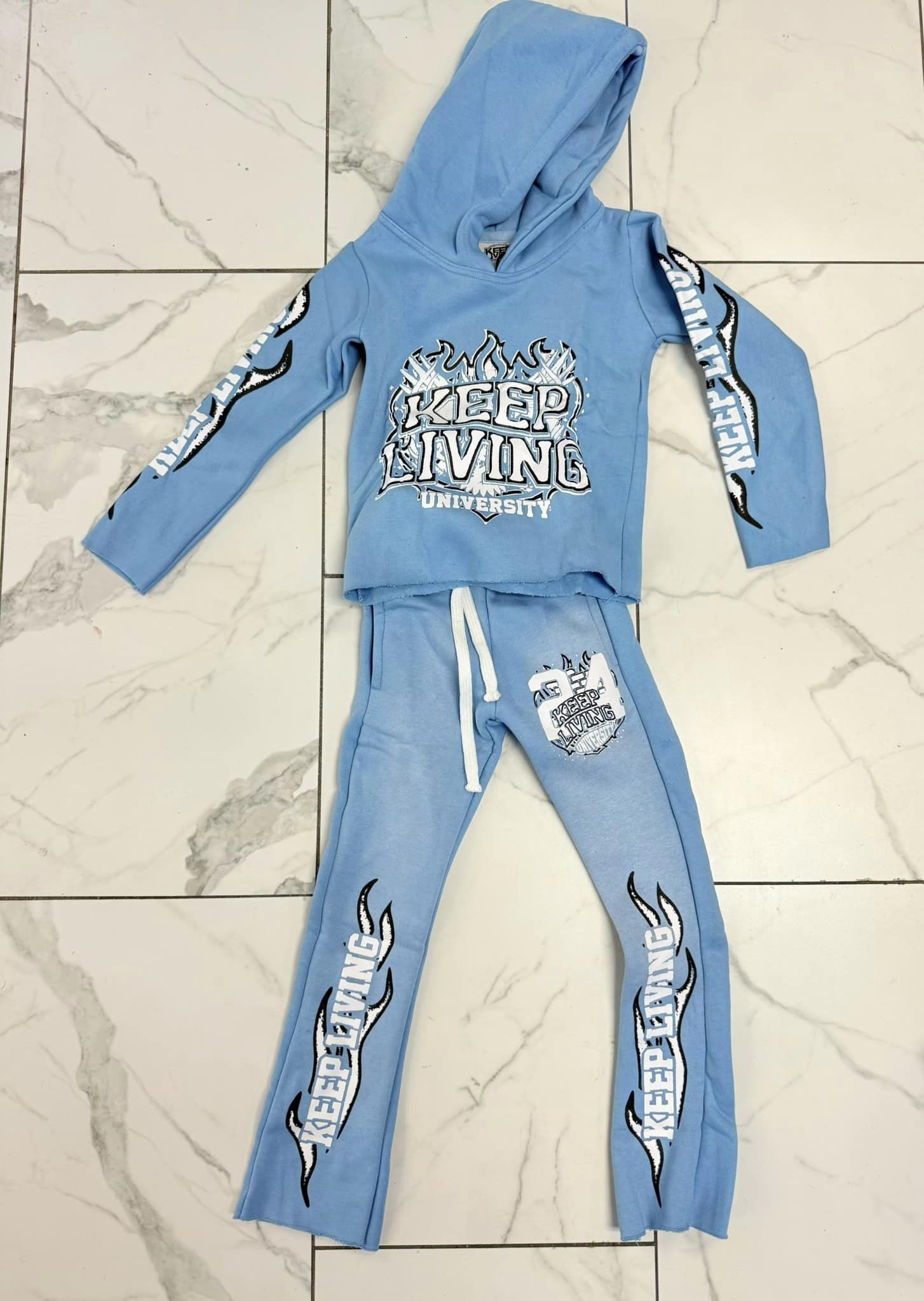 Kids KL University Pants Sets (Sky Blue/White)