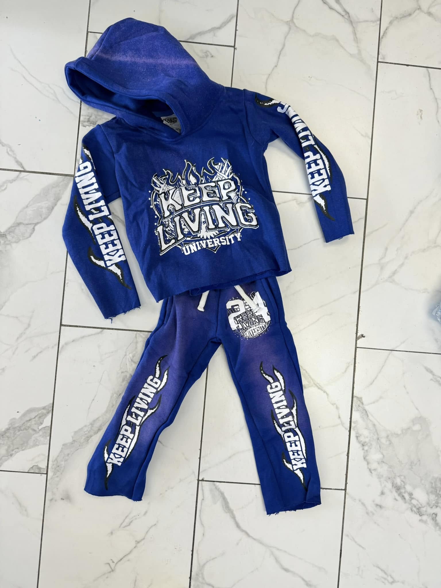 Kids KL University Pants Sets (Blue/White)