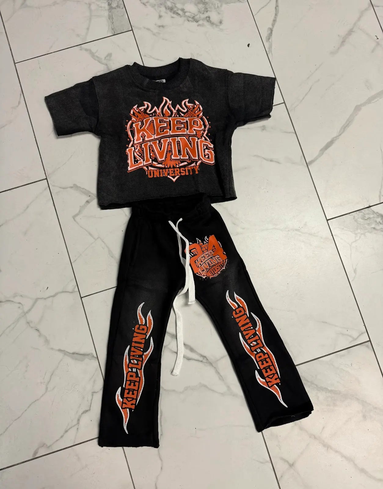 Kids KL University Pants Sets (Black/Orange)