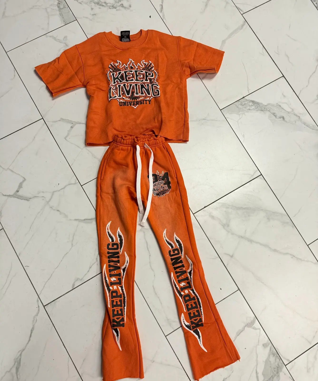 Kids KL University Pants Sets (Orange/Black)