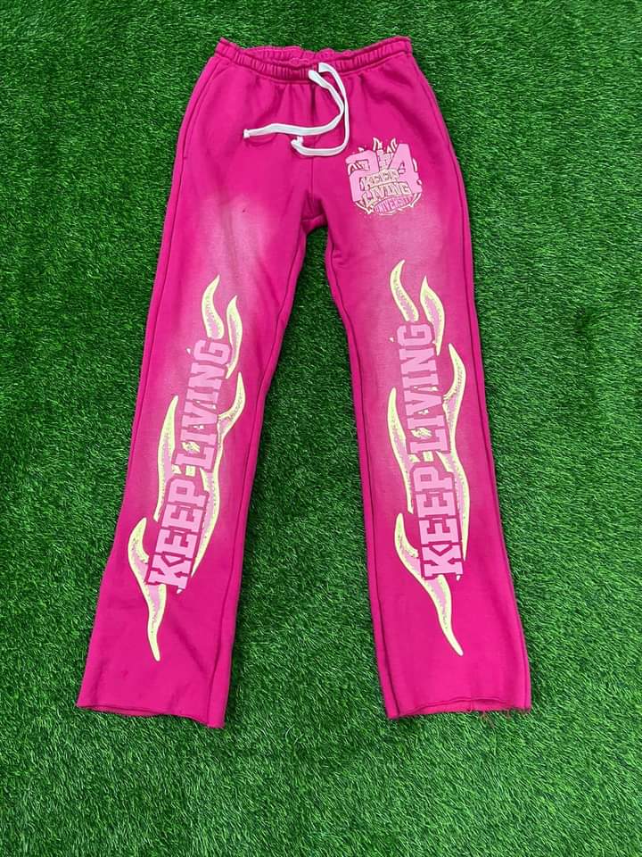 Flame University Pants (Pink/Cream)