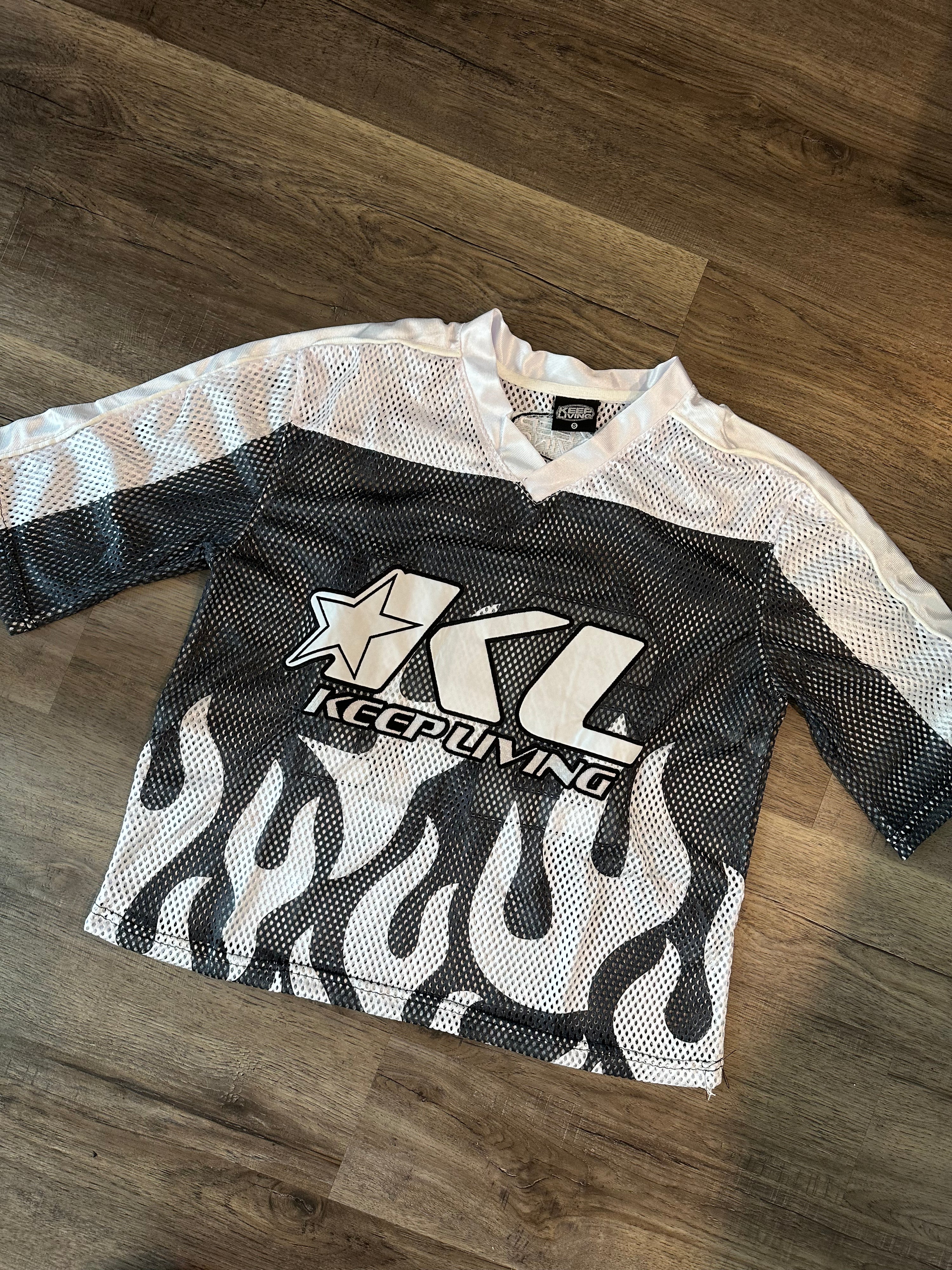 KL Mesh Cropped Jersey (White/Black)