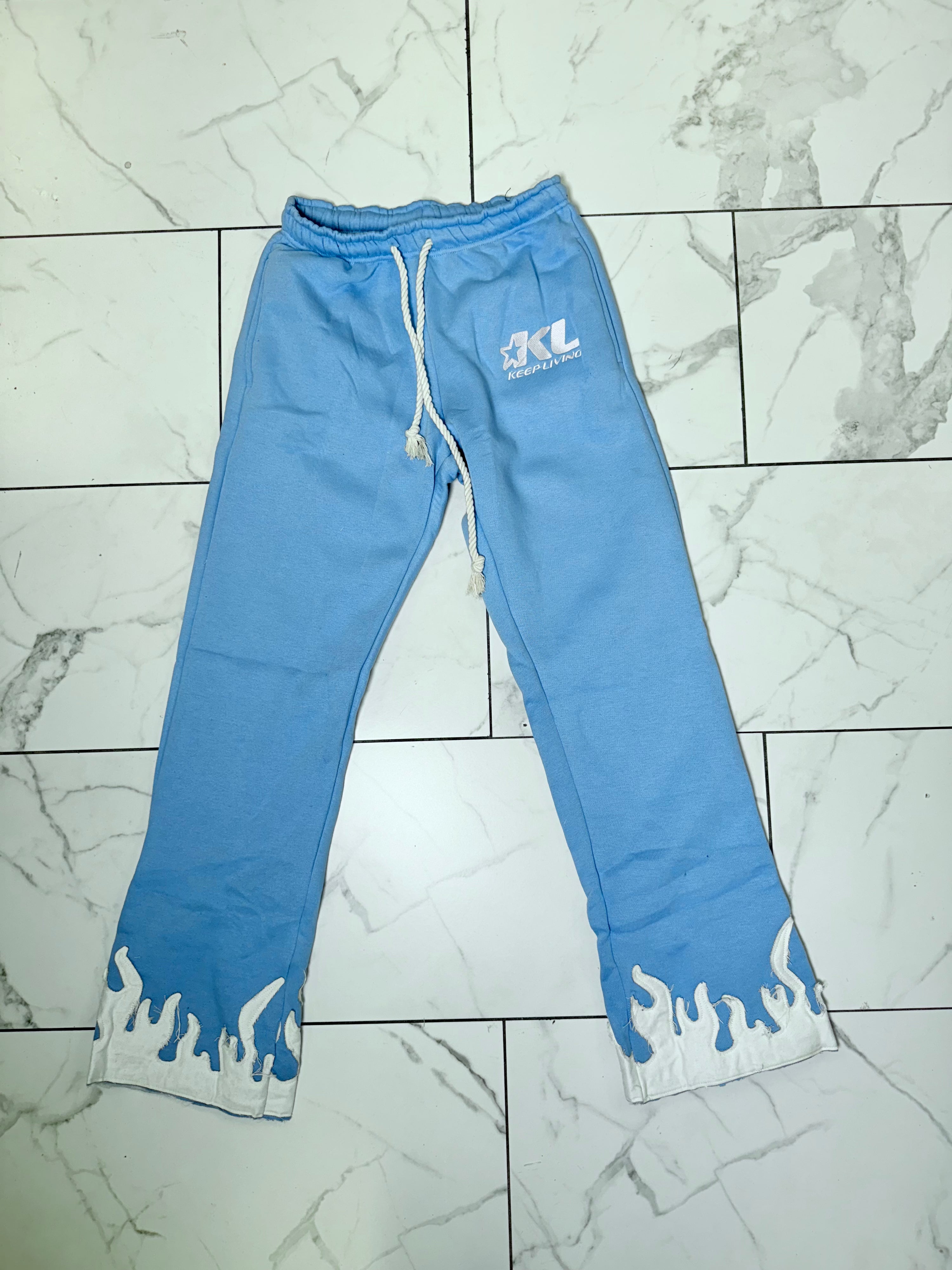 Through The Fire Oversized Pants (Light Blue/White)