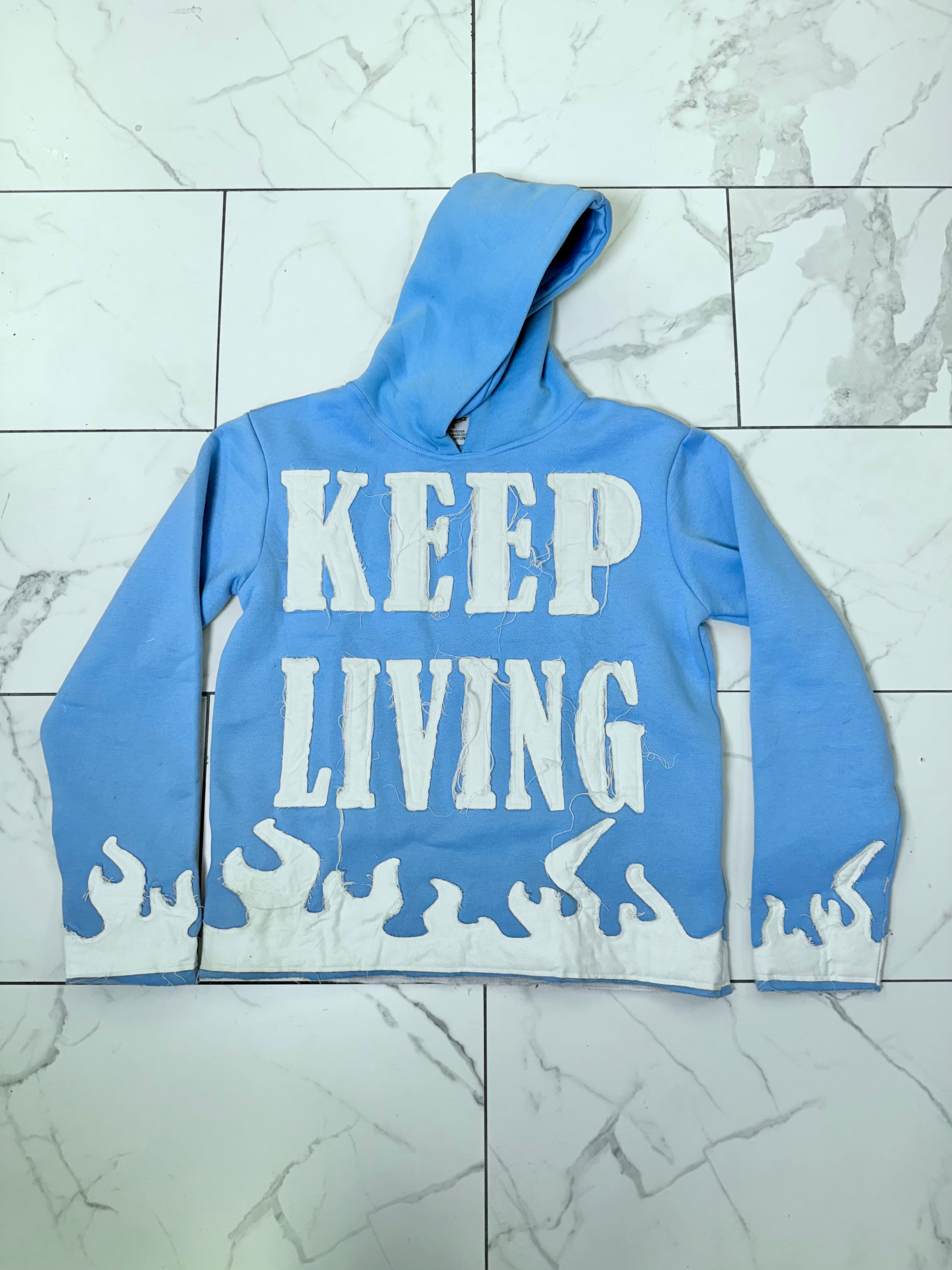 Through The Fire Oversized Hoodie (Light Blue/White)