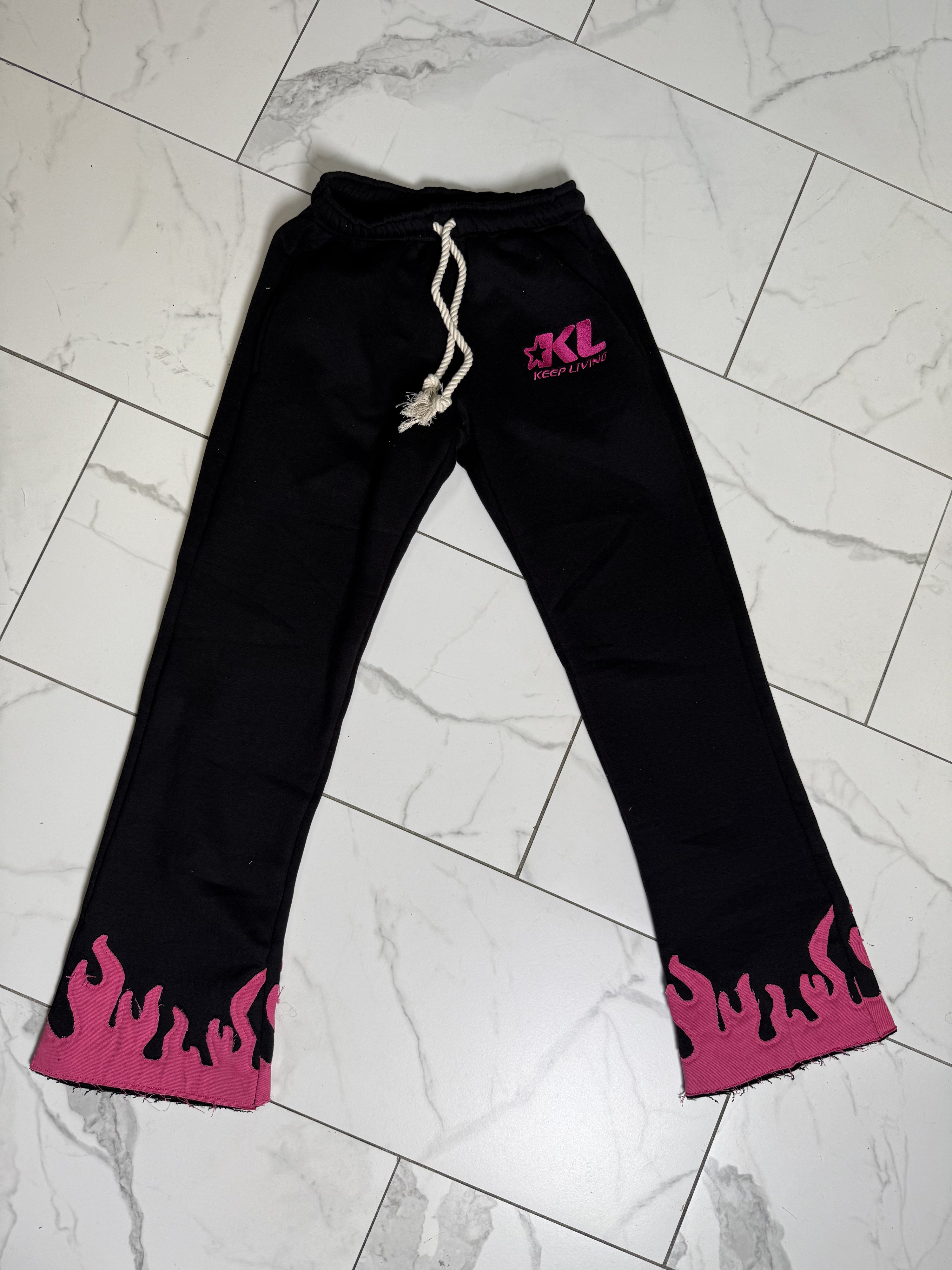 Adult Distress Pants (Black/ Hot Pink)