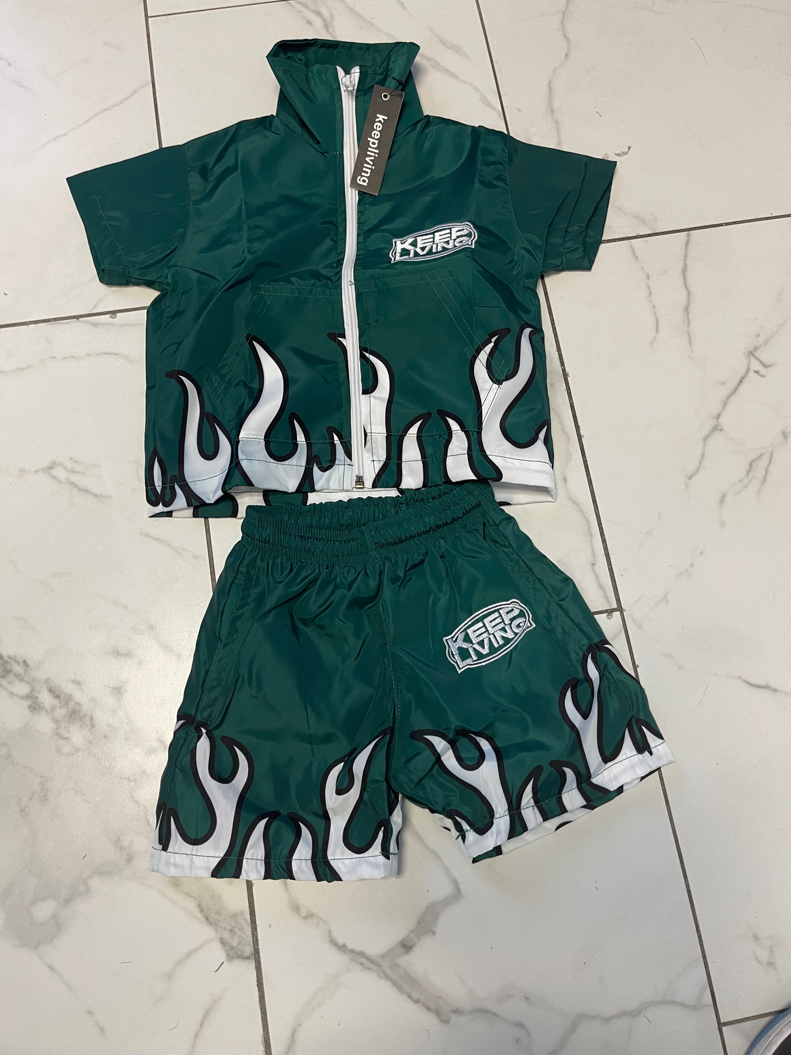 Kids Lost Flames Set (Green/White)