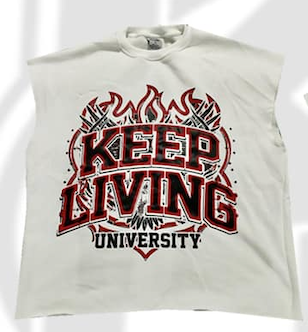 University Sleeveless Top (White/Black/Red)