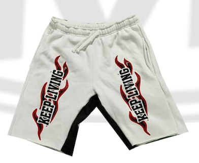 Flame University Shorts (White/Black/Red)