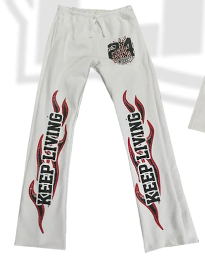 University Track Pants (White/Black/Red)