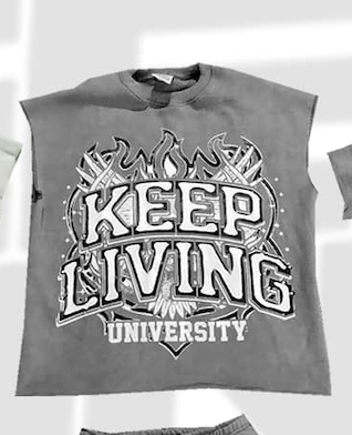 University Sleeveless Top (Grey/White)