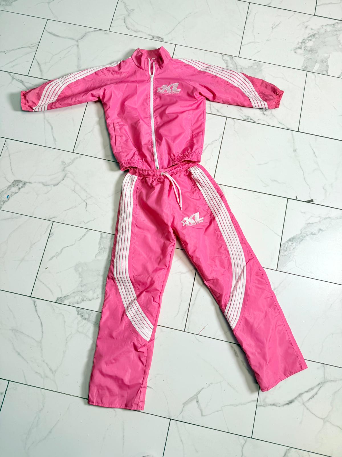 Kids Stripe Tracksuit (Pink/White)