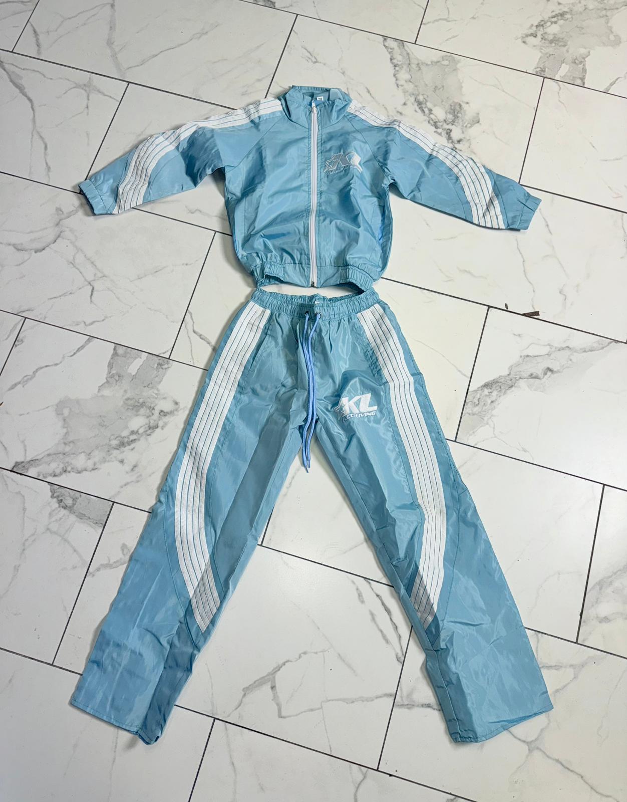 Kids Stripe Tracksuit (Light Blue/White)